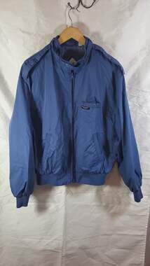 Vintage World Travel Club Blue Cafe Racer Bomber Jacket Size Large